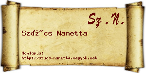 Szűcs Nanetta névjegykártya